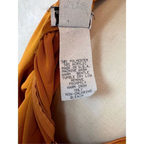 Vintage 80s Orange Midi Dress - Picture 9 of 9